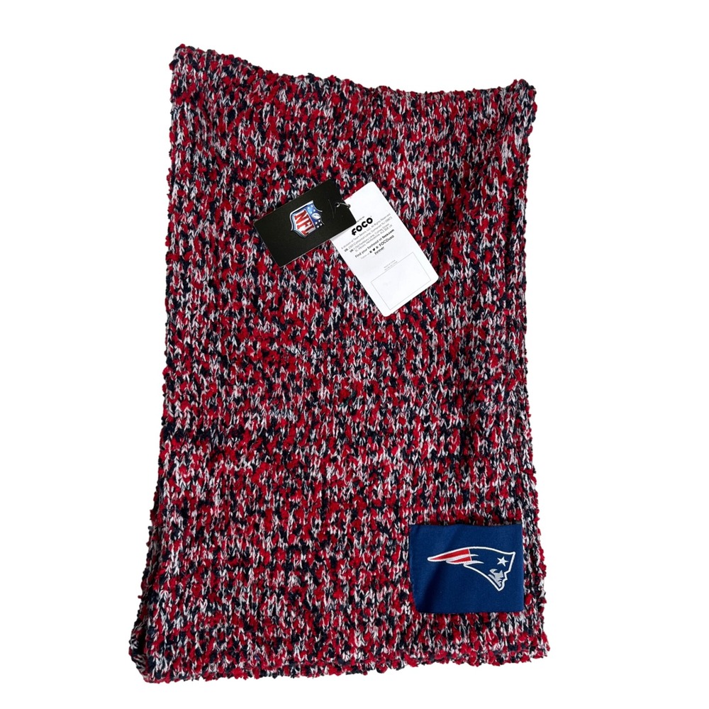 New England Patriots FOCO Infinity Scarf Unisex OS Red Blue NFL Knit Logo Patch